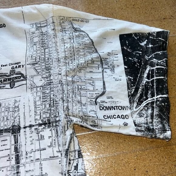 Mens Graphic T-Shirt Map Print Chicago White/Black 100% Cotton Size L - Picture 12 of 13